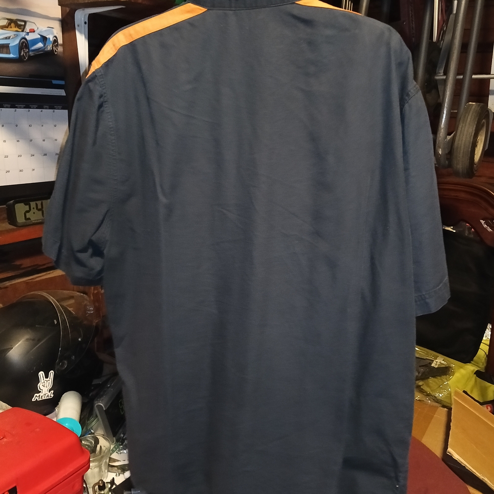 Harley-Davidson Blue and Orange Casual Button Down Shirt - Picture 2 of 2